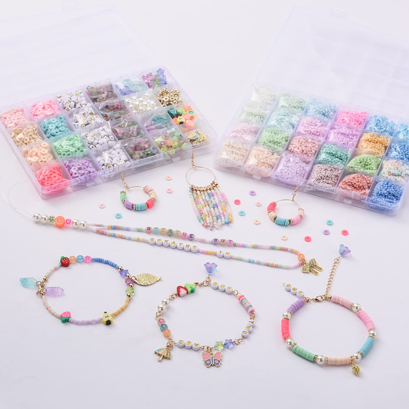 6800 Perles De Rocaille + Alphabet Lostwry - Kit Complet Bracelets Et Bijoux DIY
