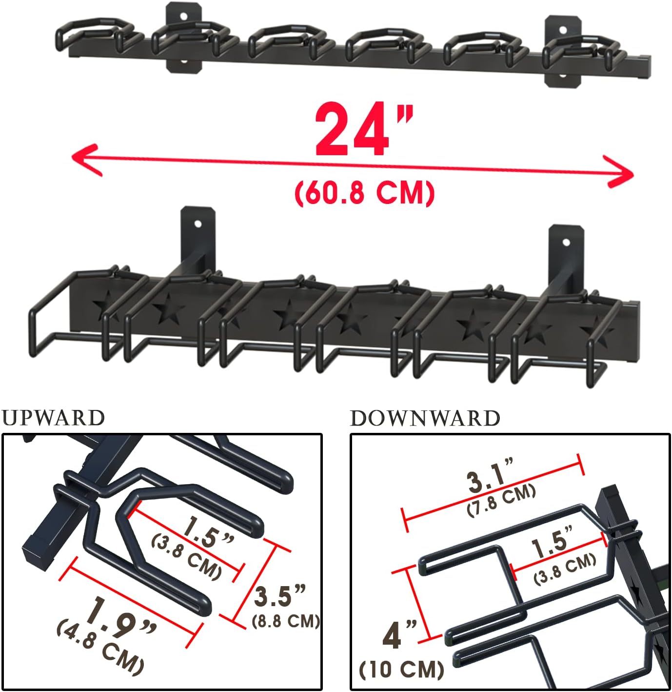 Gun Rack Wall Mount Rifle Shotgun Gun Firearms Bow 6 Slot Storage Holder Heavy Duty Steel Gun Display Vertical Hanger Stand with Soft Padding- MK888A