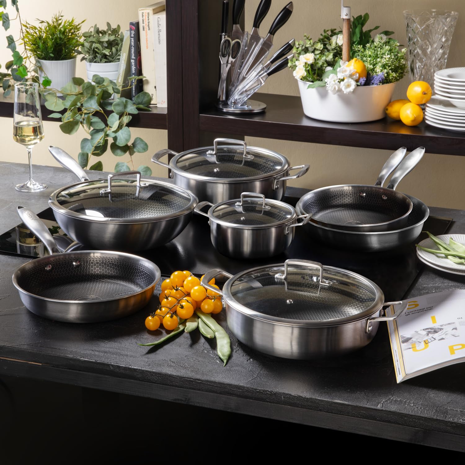 Batteria pentole 11 pezzi Chef Tri - Ply acciaio