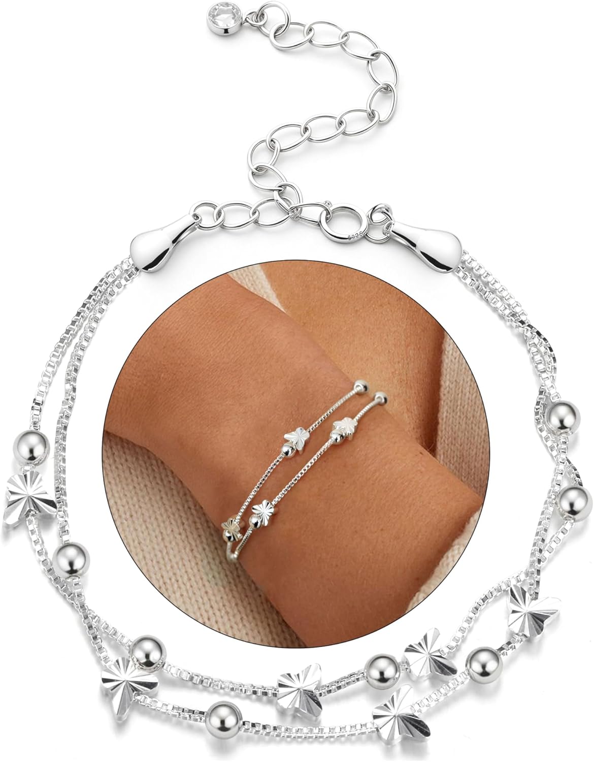 Bracciale Cuore Donna In Argento 925 Zirconi Blu - Foto 3