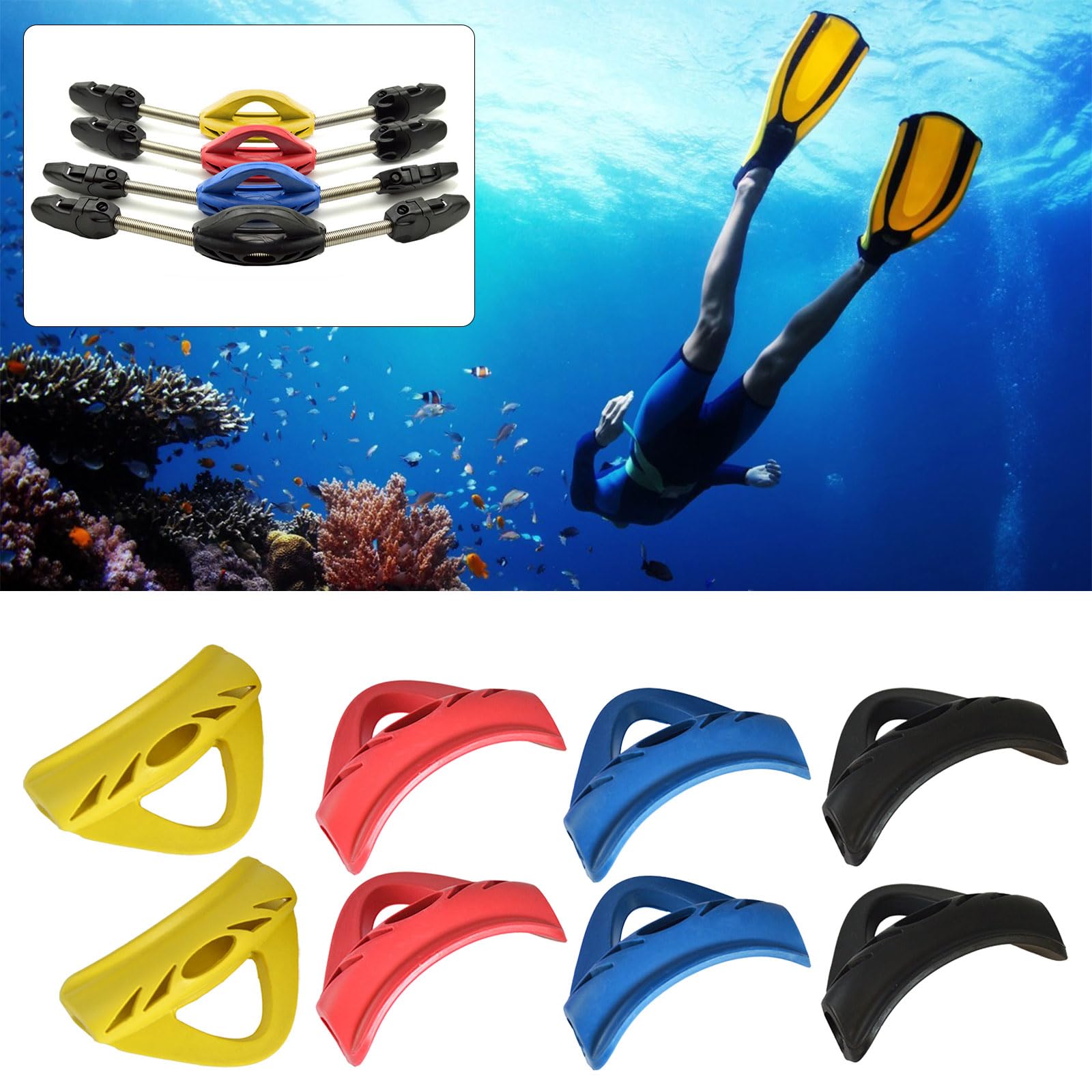 QIYUDUOLA 1 Pair Rubber Diving Fin Strap Flippers Spring Heel Strap Replacement Band Flexible Strap Water Sport Accessories Set