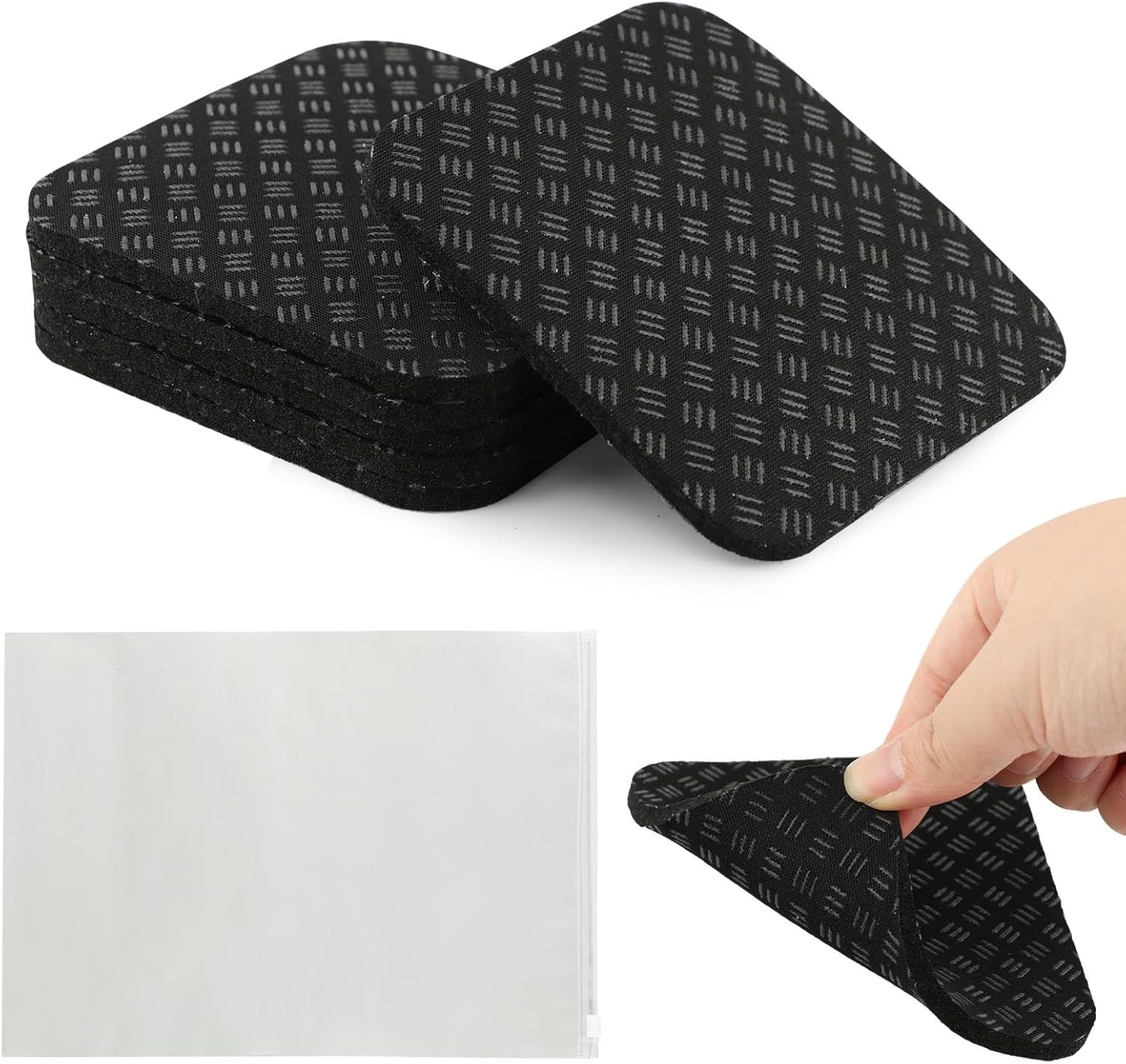 Double-Sided Textured Treadmill Mat Pads, 6 Pack Silicone Vibration Damping Floor Pads, Anti Vibration Mat for Treadmill, Shock Absorbing Bases for Walking Pad Bike Rower Bench, Storage Bag Included