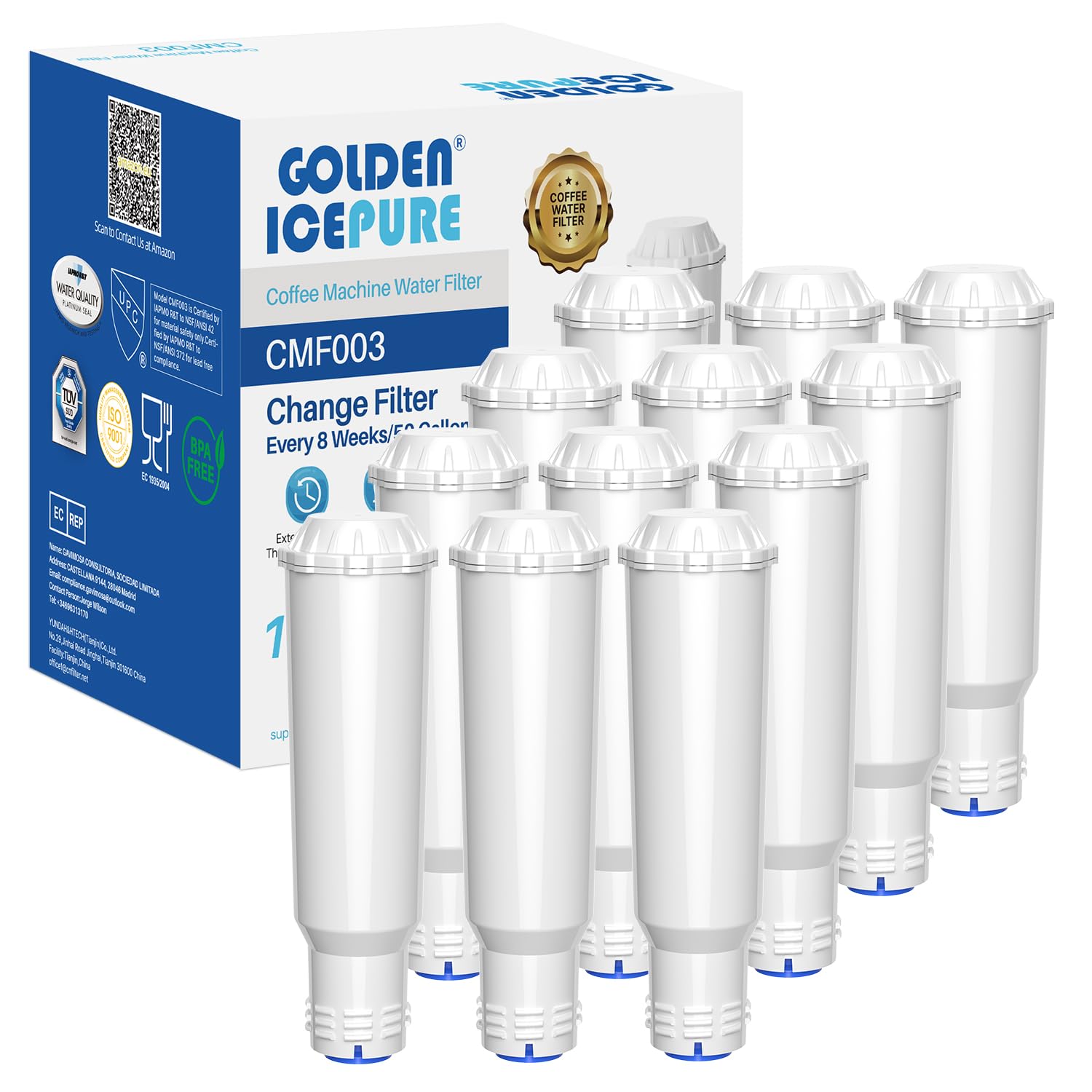 GOLDEN ICEPURE Water Filter for Coffee Machines Compatible with Krups F088 Pro Aqua, Fits Many Models from AEG, Bosch, Siemens, Nivona (12 Count (Pack of 1))