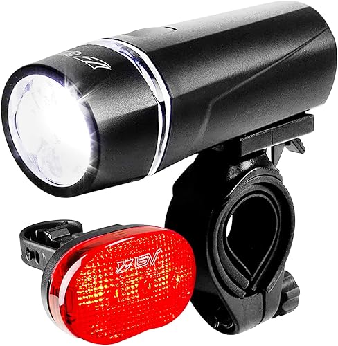 Juego de luces para bicicleta BV muy brillantes faro delantero con 5 luces LED y faro trasero con 3 luces LED desacoplamiento rápido