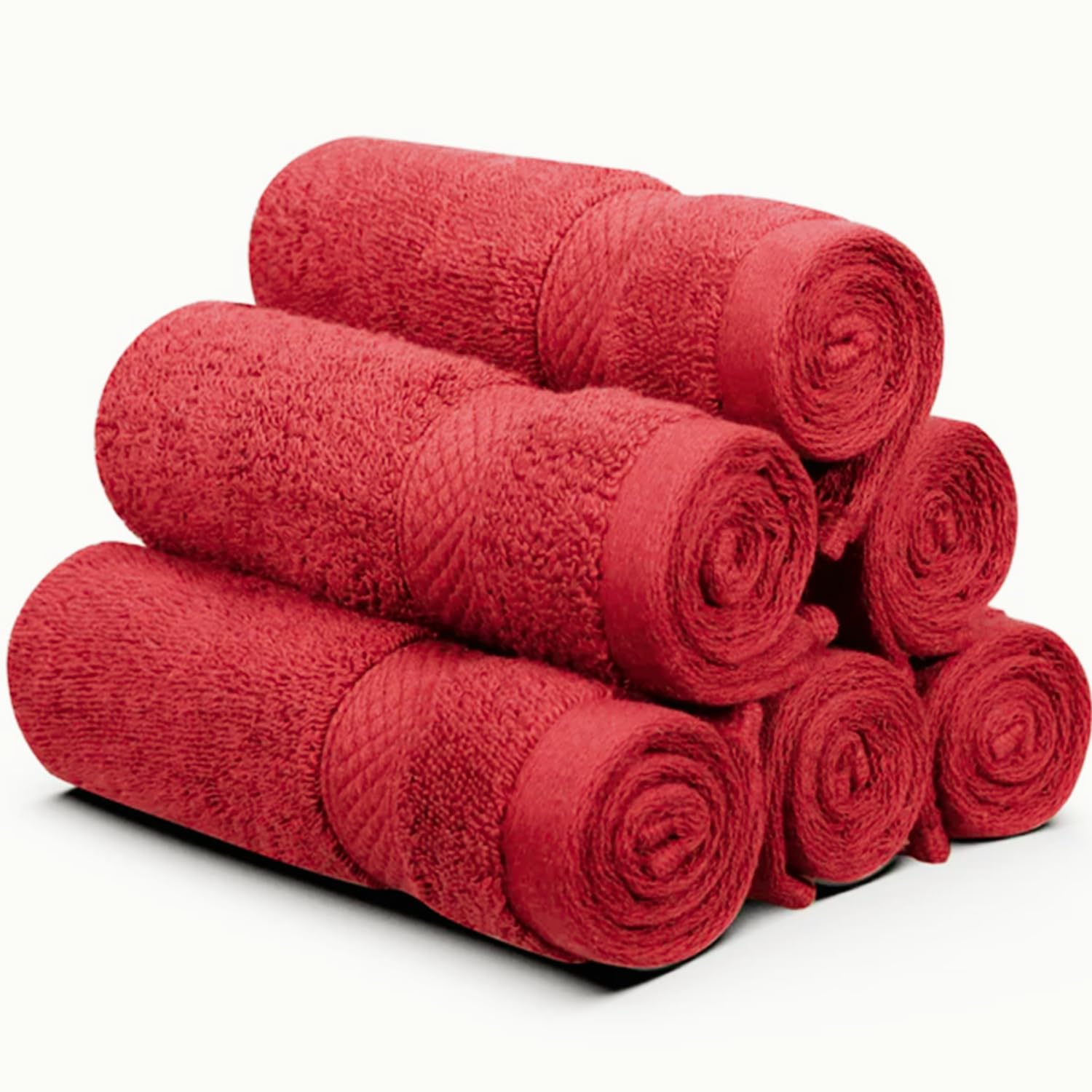 Set Of 12 Towels - Cotton Washcloths 30x45 cm White 100% Cotton, Premium Quality Flannel Face Cloths, Highly Absorbent and Soft Feel Fingertip Towel Set (Rose Red, 30x45 Cm)