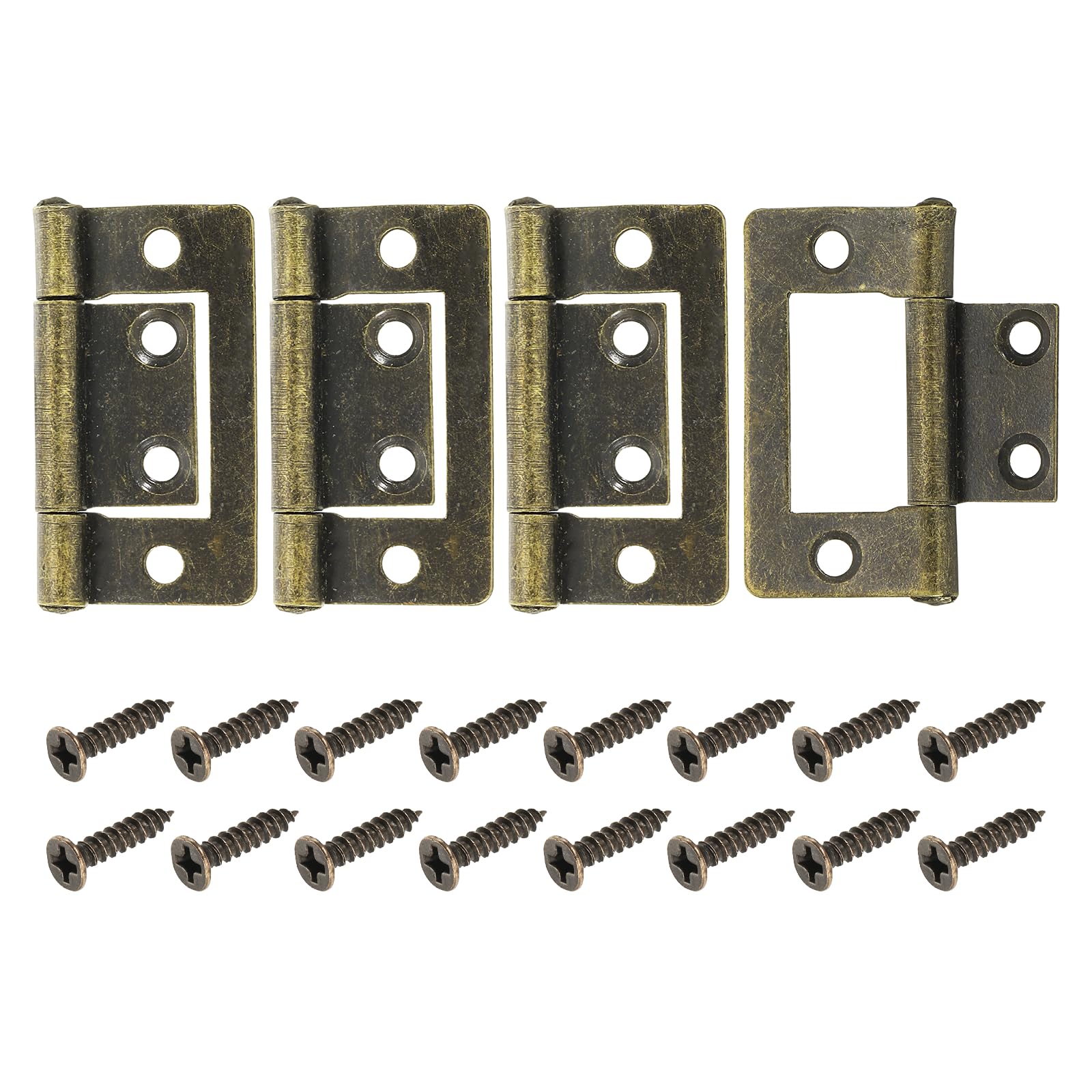 sourcing map 4Pcs Non Mortise Door Hinges, 3.8 x 2.1cm Iron Bifold Butt Cabinet Hinges Smooth Sliding Bearing Hinge with Mounting Screws for Doors, Windows, Cabinets, Box, Furniture, Bronze