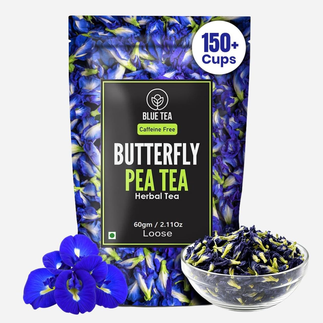 Butterfly Pea Flower Tea - 60gm - 120+ Cups | Aparajita - Shankhpushpi | ANTIOXIDANT RICH | Herbal Tea - Flower Based - Detox Tea - Caffeine Free | Zipper Pack