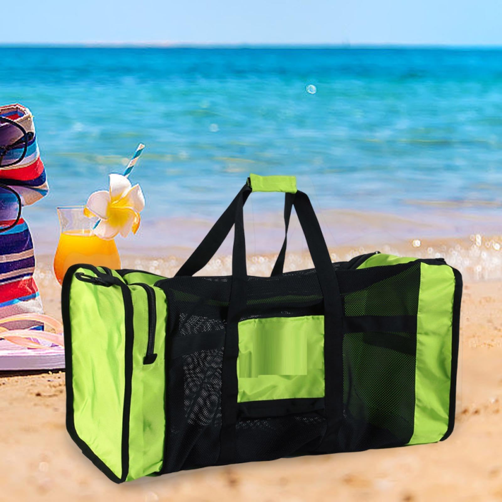 Generic Borsa da viaggio in rete, borsa per attrezzatura subacquea, con cerniera, traspirante, capacità, da spiaggia per piscina, snorkeling, sport, Verde