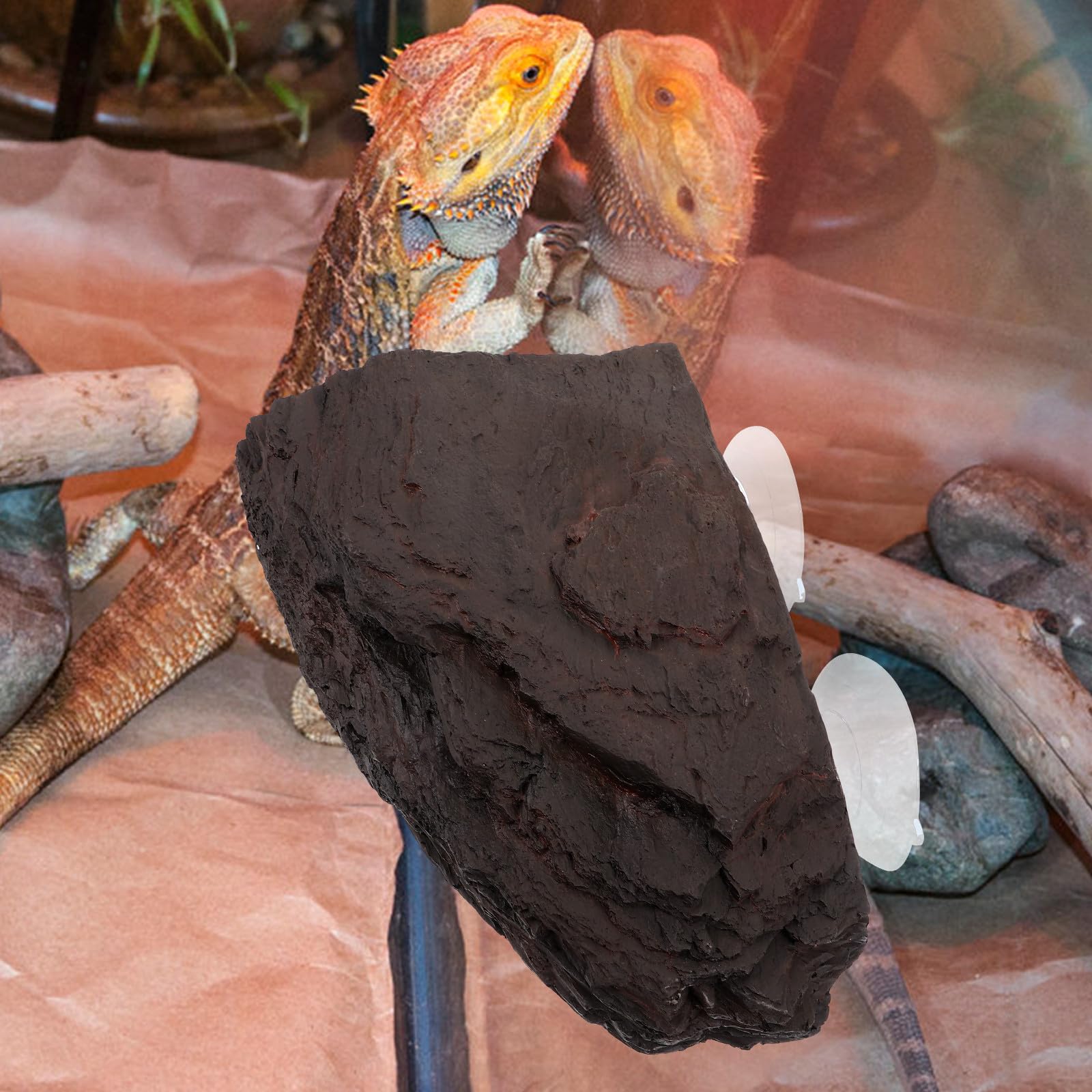 Sonnenplattform für Schildkröten aus Kunstharz Kletterplattform mit Stabiler Rampe Reptilien Ruheplatz für Terrarien und Aquarien Langlebig und Kippsicher Dekorative Sonnenfelsen