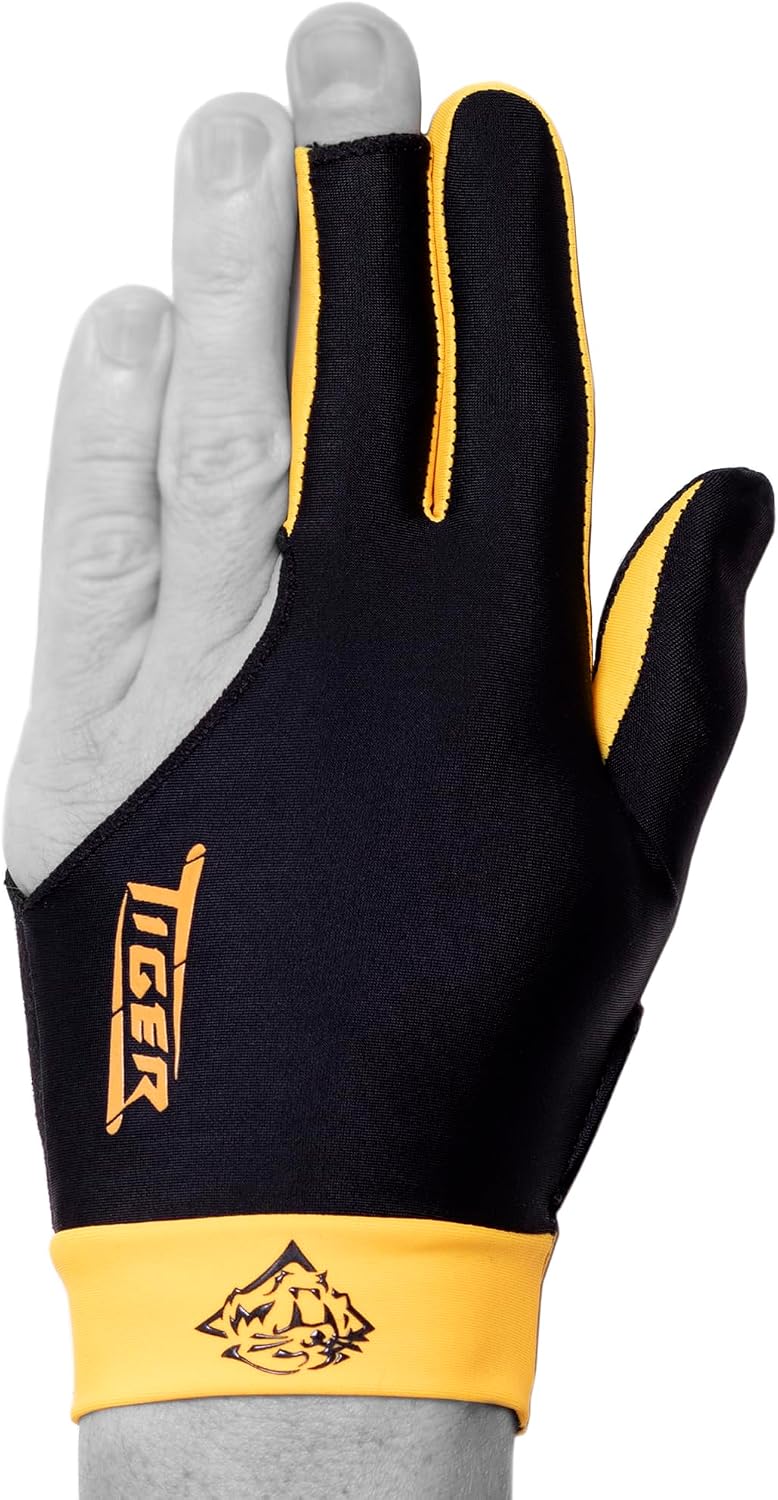 Tiger PRO Series Billiard Glove – Gold/Black – Professional Pool Cue Glove with Enhanced Fit & Breathable Design – Professional Performance