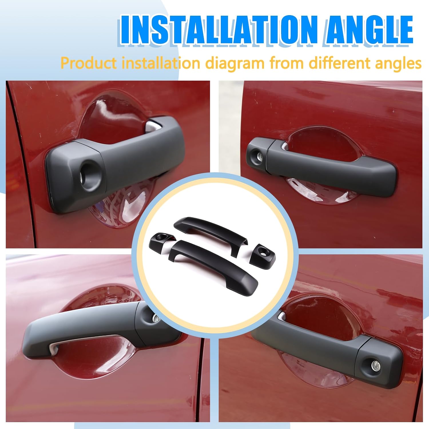 LLKUANG ABS Car Exterior Door Handle Decorative Cover Trim Fit for Toyota FJ Cruiser Handle Accessories 4pcs/Set (Matte Black)
