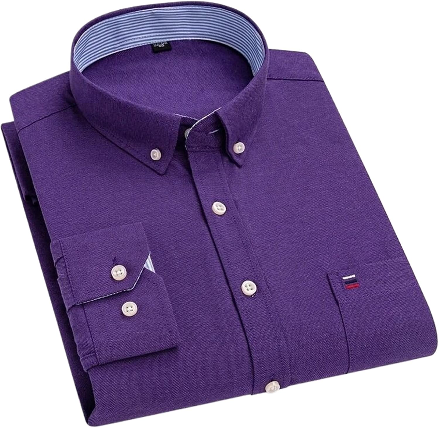 Cotton Long-Sleeve Shirts for Men Slim Fit Formal Plain Shirt Office Business Tops