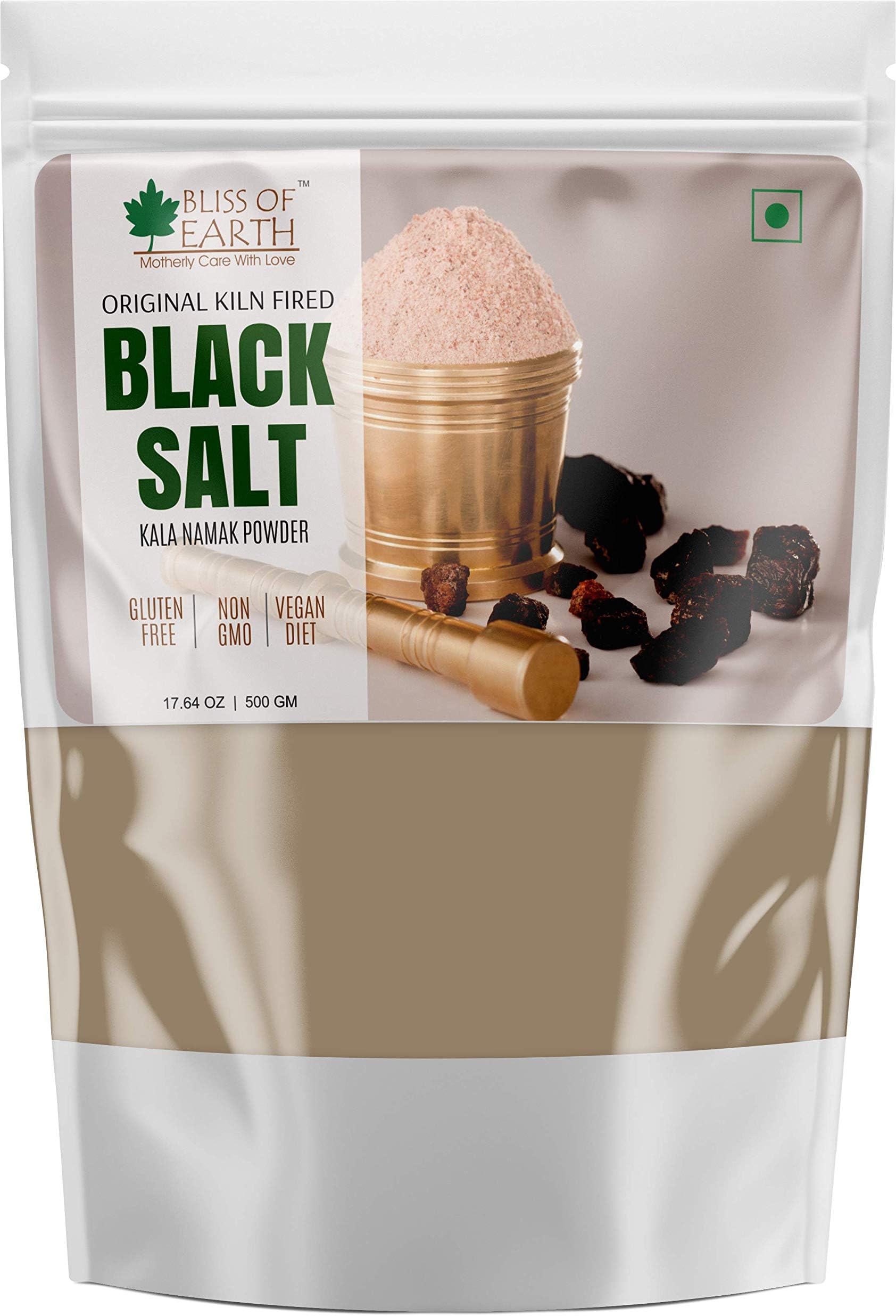 Bliss of Earth Traditional Kiln Fired Black Salt Powder | 500gm | Kala Namak Non Iodized for weight loss & Healthy Cooking, Natural Substitute of White Salt