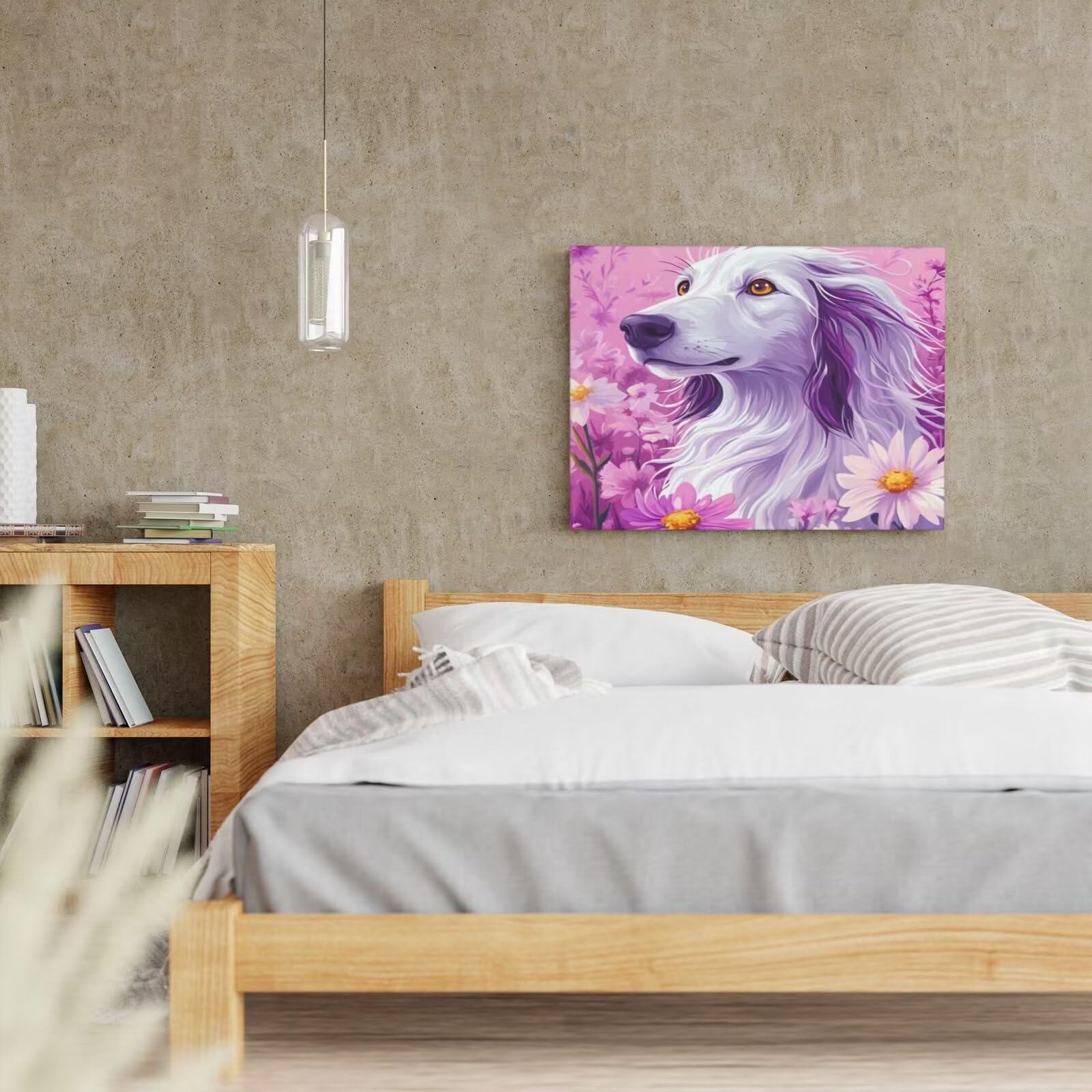 Malen nach Zahlen für Erwachsene, Motiv: Hund, Gänseblümchen, Malen nach Zahlen für Anfänger, Acryl-Peinture a Numero mit 6 Pinseln, DIY-Ölgemälde, Kunst-Bastelsets für Wanddekoration - (90 x 60 cm