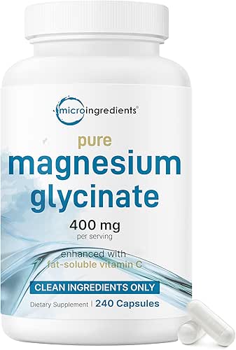 Micro Ingredients Pure Magnesium Glycinate 400mg Per Serving, 240 Capsules