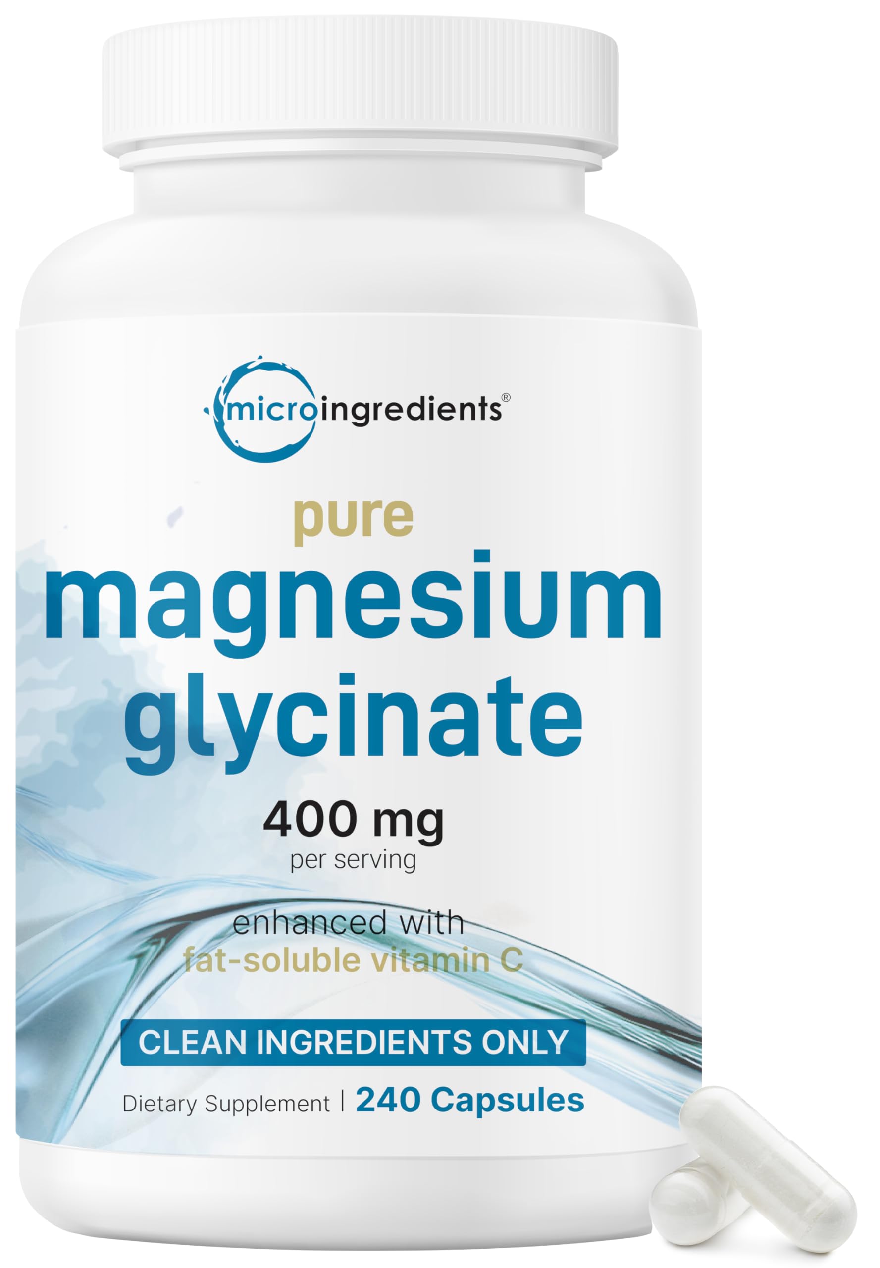 Micro Ingredients Pure Magnesium Glycinate 400mg Per Serving, 240 Capsules | Chelated Mineral Supplements with Elemental Form | Non-GMO, Filler Free