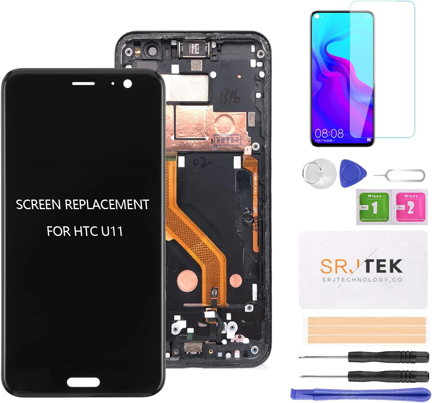 for HTC U11 Screen Replacement for HTC U11 LCD Display for HTV33, 2PZC100, 2PZC5, 601HT Touch Screen Digitizer Assembly Replacement Repair Parts with Frame(Not for HTC U11 Life)