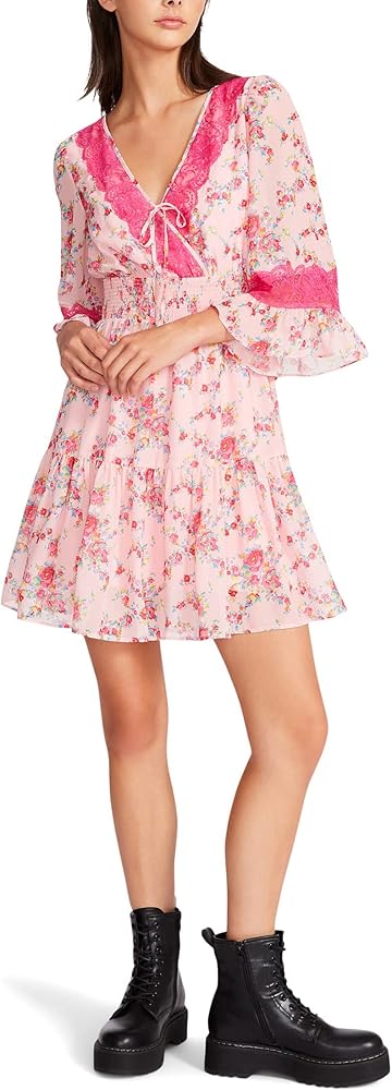 Betsey Johnson Bush Gardens Printed Georgette Dress Almond Blossom