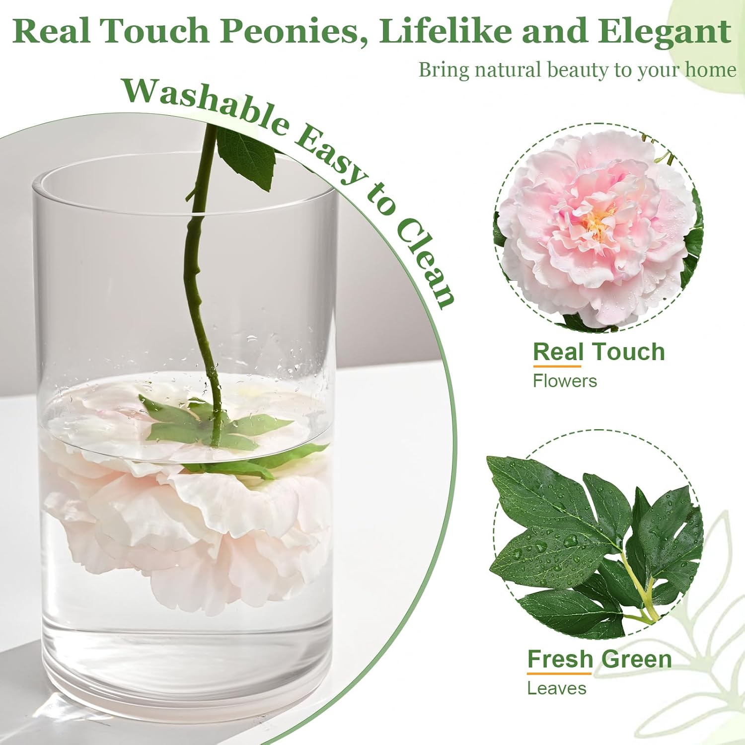 Yastouay 3 Bouquets Peonies Artificial Flowers with 22'' Long Stems, Latex Real Touch Faux Peony Flowers, Fake Peonies Bouquet for Table Centerpieces, Vases Home Wedding Party Decor (Mixed Pink)