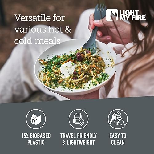 Miniatura 3 de Light My Fire Spork Original - Juego de 4 cuchillos 3 en 1 con cucharas y tenedores para acampar, reutilizables, utensilios de viaje y campamento,