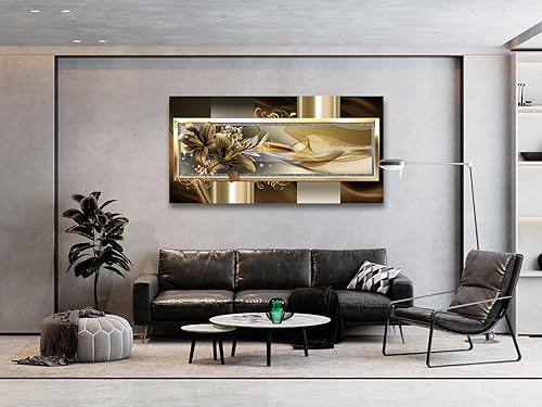 Miniatura 7 de Cao Gen Decor Art A63375 - Lienzo decorativo para pared, diseño de orquídeas amarillas, 1 panel, abstracto de lirio amarillo, pinturas florales