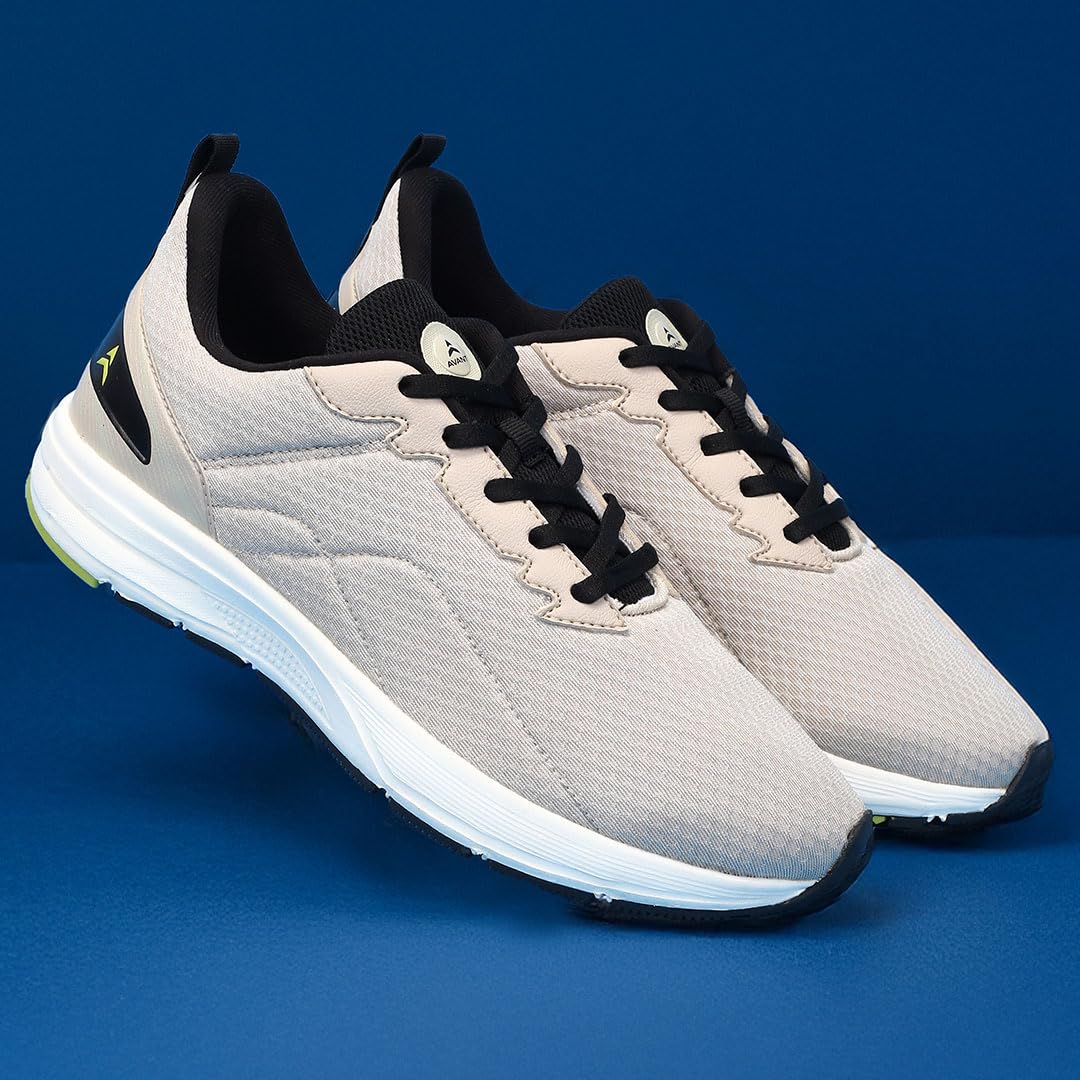 AVANT Men's AirRun Running Shoes - Superior Cushioning, Enhanced Grip Outsole, Superior Traction, Anti Skid, Lightweight, Shock Absorption Tech, Sports Footwear (AVMSH188CL01UK7_Beige_UK7) 1