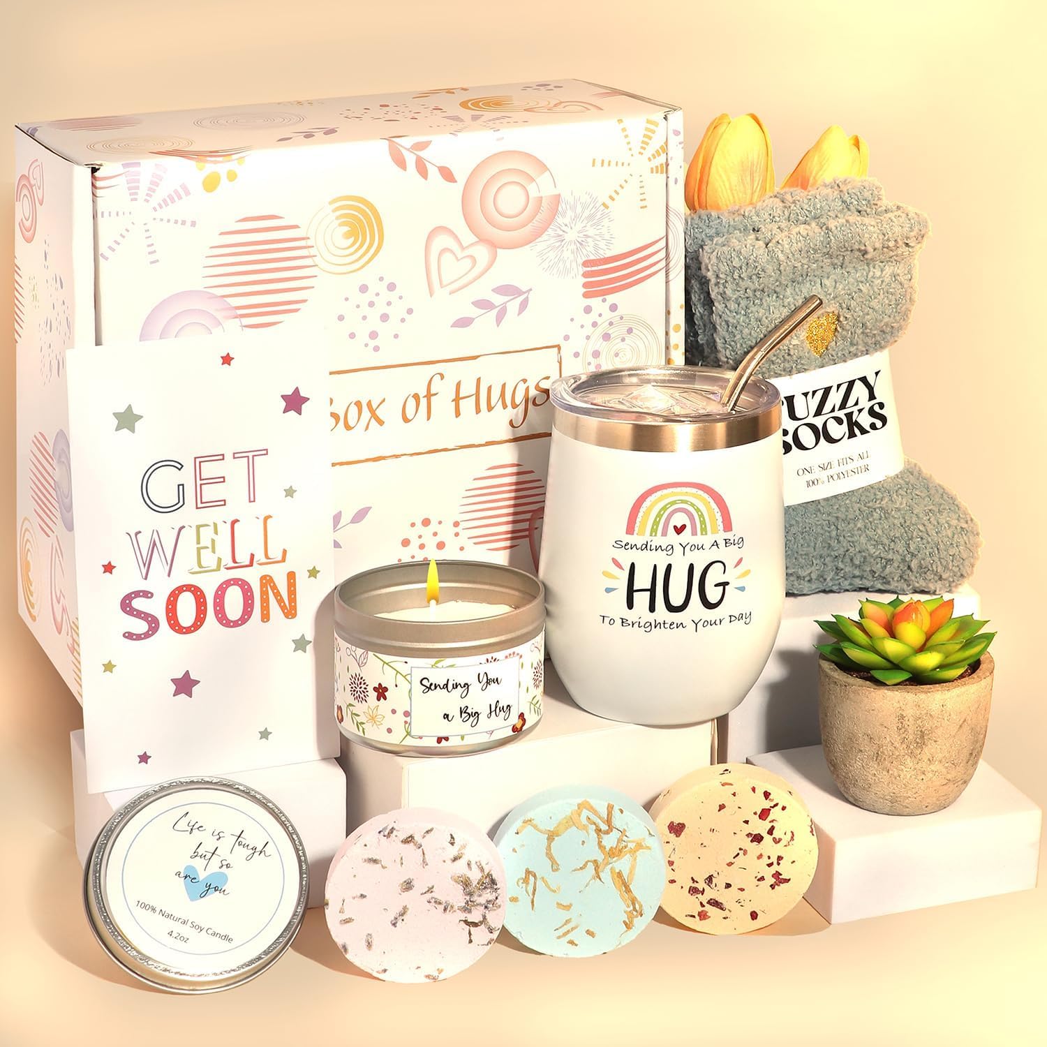 Beauenty 10PC Scented Candles & Bath Bombs Set,Gifts for Women for Birthday Mother's Day Women's Day,Bath Bubble Set Gifts for Women,Relaxing Spa Gift Set for Woman (white)