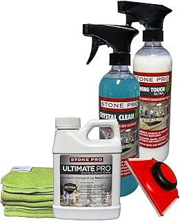 Granite Sealer KIT Ultimate Pro Sealer, Crystal Clean, Finishing Touch (1 Pint – 16 Fl Oz) (for Sealing Granite, Slate, Quartzite & Dense Stone)