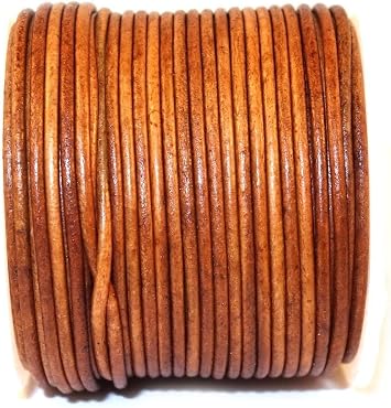 Thin Leather Cord 1mm Necklace for Jewelry Making, Crafts, Pendant, Bracelet, String Cording for DIY Projects Vintage Color, Roll of 21.87 Yards, Vintage, Medium Brown