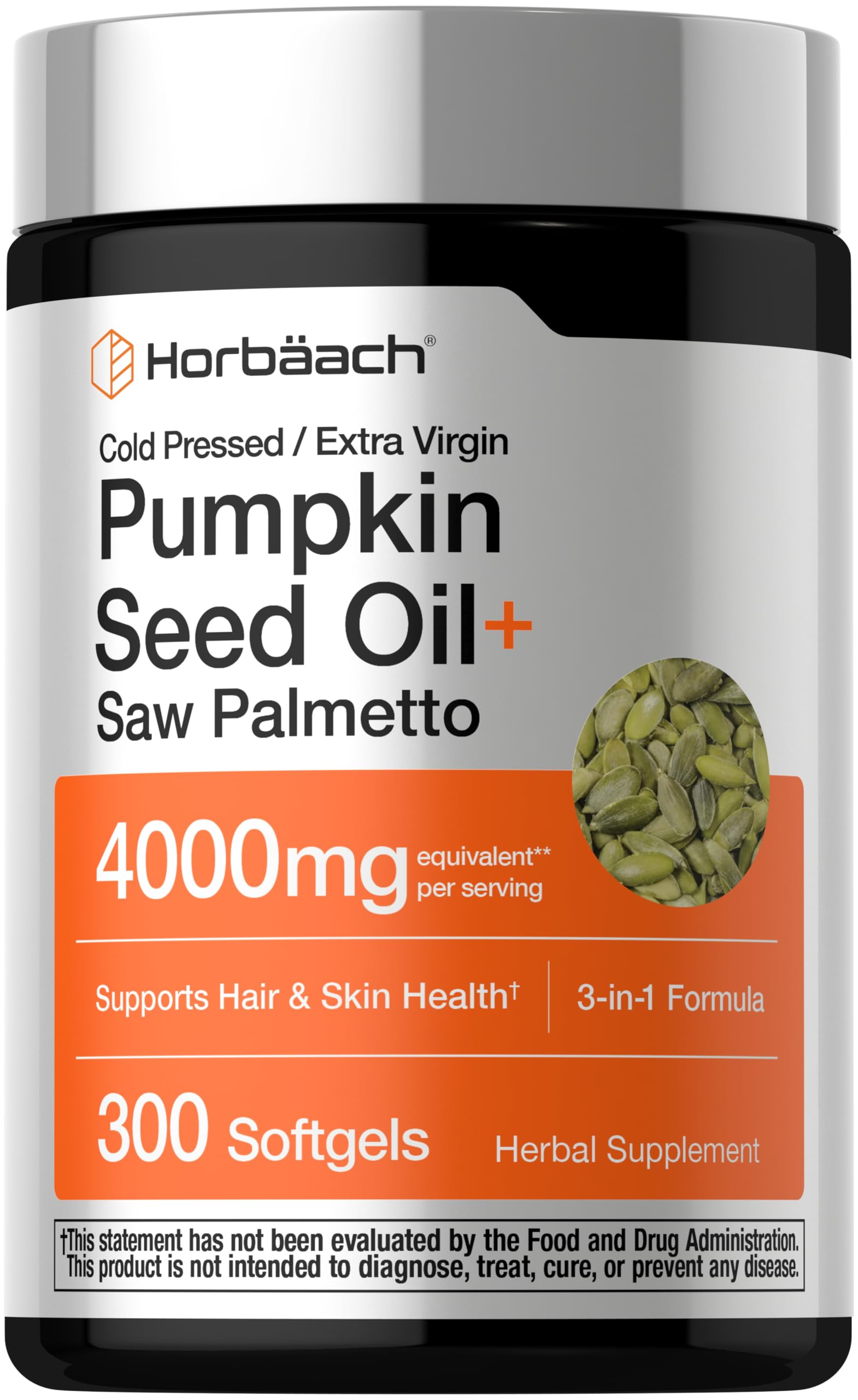 Horbäach Pumpkin Seed Oil with Saw Palmetto 4000mg | 300 Softgel Capsules