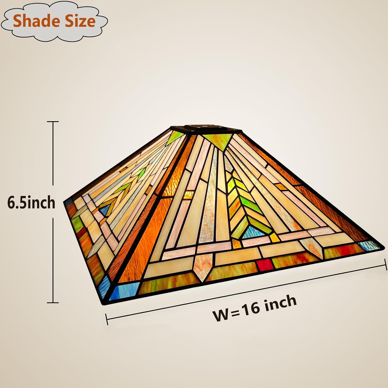 Tiffany Lamp Shade,16 inch Mission Style Handcrafted Stained Glass Replacement Lampshade for Table Lamp and Floor Lamp