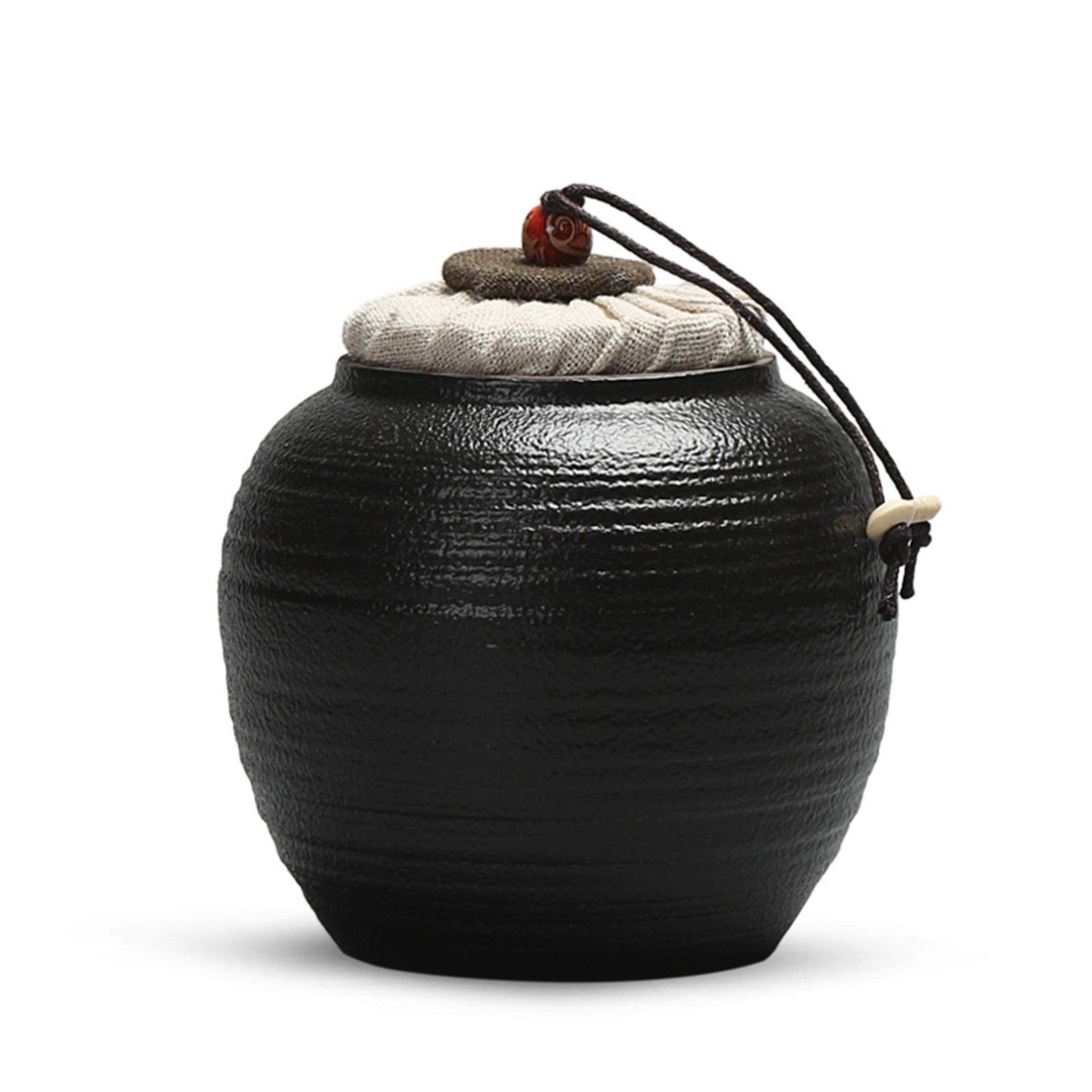 FZYOZZDPASL Ceramic Tea Canister Round Pottery Mini Cans Portable Tea Household Ceramic for Coffee, Spices(Noir)