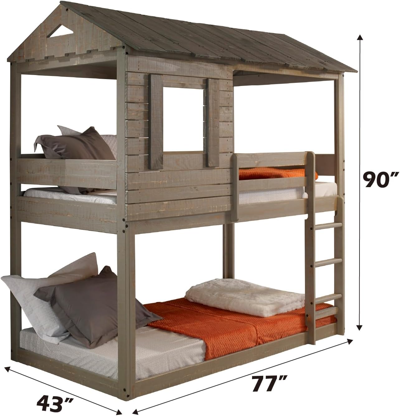 Acme Furniture Darlene Farmhouse Wood Twin Over Twin Bunk Bed in Rustic Gray