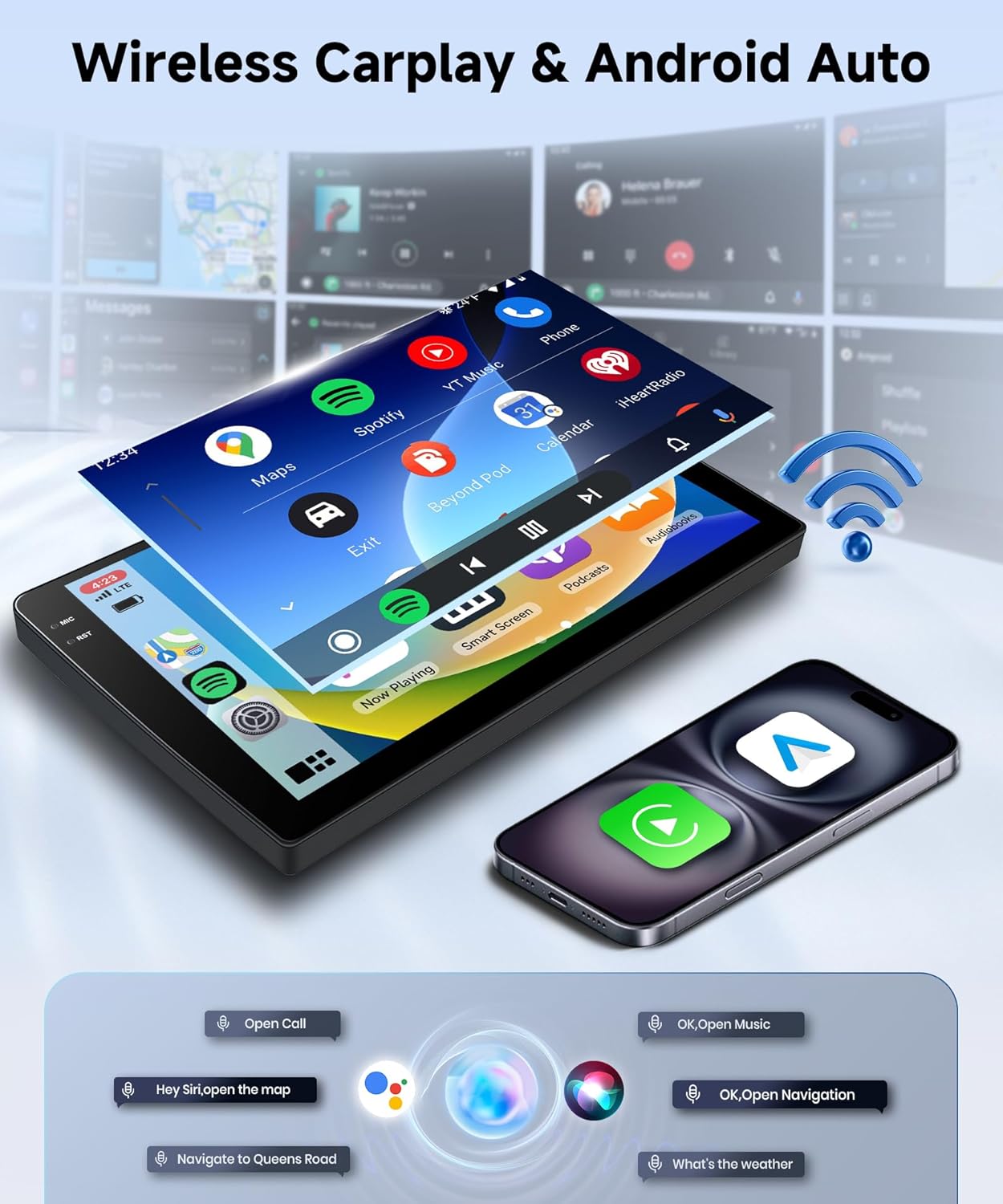 4G+128G Android Car Stereo for Chrysler 200 200C 2015 2016 2017 with DSP/Wireless Carplay/Android Auto, Sellrich 9 inch 1280 * 720 in-Cell Touch Screen Radio Bluetooth 5.0 FM/RDS SWC Backup Camera