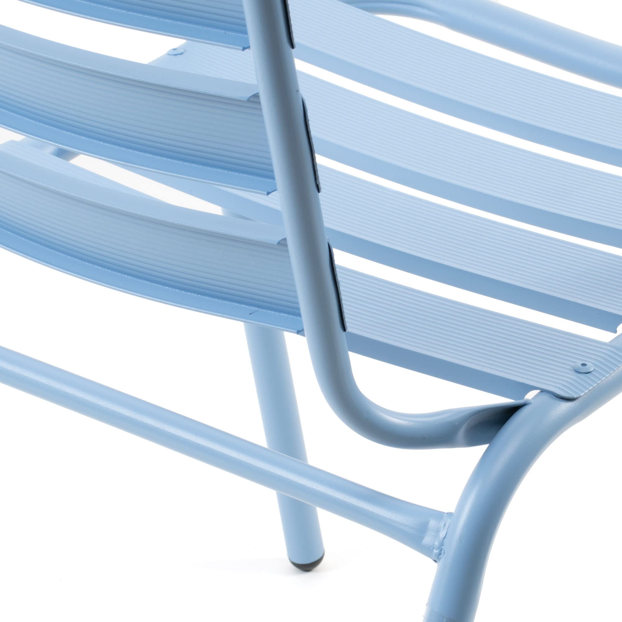 THE SECRET HOME - Pack de 2 Sillas de Aluminio con Reposabrazos para Jardín - Asiento de Exterior para Balcón, Terraza y Jardín (Modelo 1 - Azul)