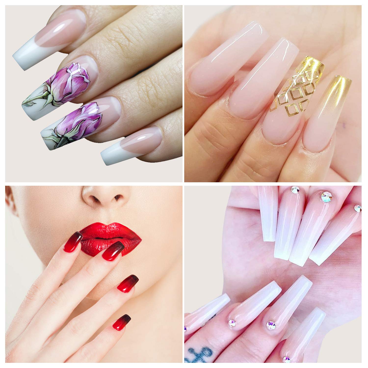Clear Nail Tips, 500pcs Coffin Nail Tips Half Cover Acrylic Nail Tips with Box and Nail Clipper for Salon and DIY Nail Art (10 Sizes)
