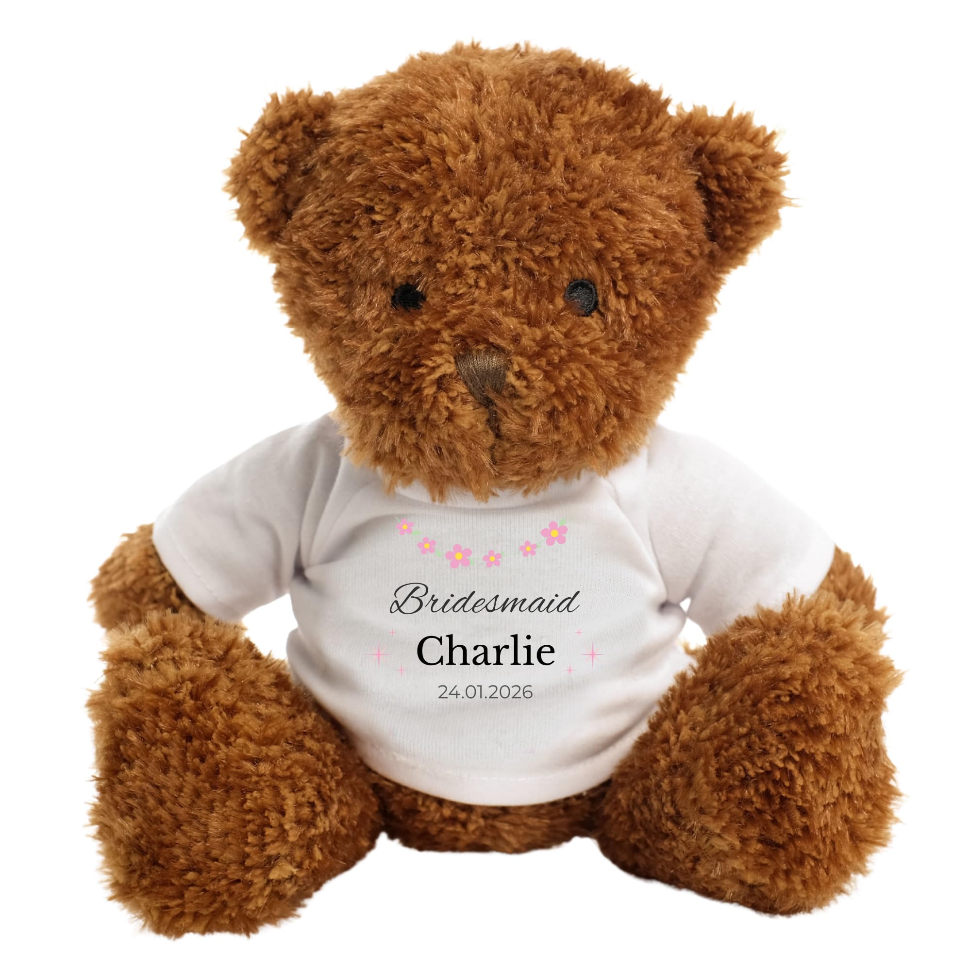 Dotty Moo Personalised Bridesmaid Teddy Bear Gift, Custom Name Wedding Keepsake, Thank You Present for Bridesmaid, Soft Plush Bear