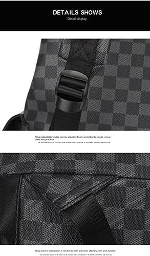 Miniatura 5 de Mochila de cuero PU de moda mochila escolar universitaria Bolsa para computadora portátil Ocio viaje de negocios Mochila multifuncional (Estilo 3,