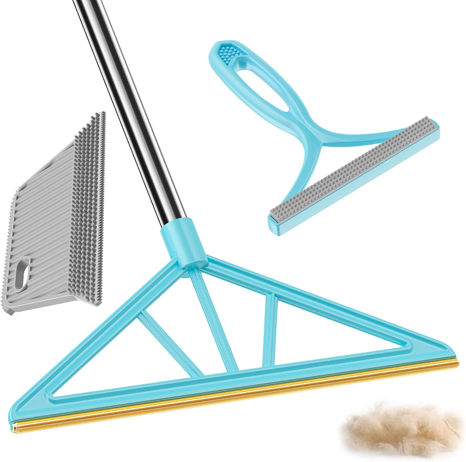Carpet Rake for Pet Hair Removal, 55" Long Handle Brush for Carpet Couch | Reusable Multi-function Pet Hair Removal Tool, Works on Rugs Mats Furniture, Efficiently Cleans Dog Cat Fur & Lint