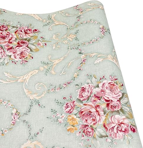 Miniatura 4 de Rollo de papel tapiz de 14.7 pies con diseño floral retro de 17.7 x 177 pulgadas, autoadhesivo, para cajón, cajón, cajas organizadoras de