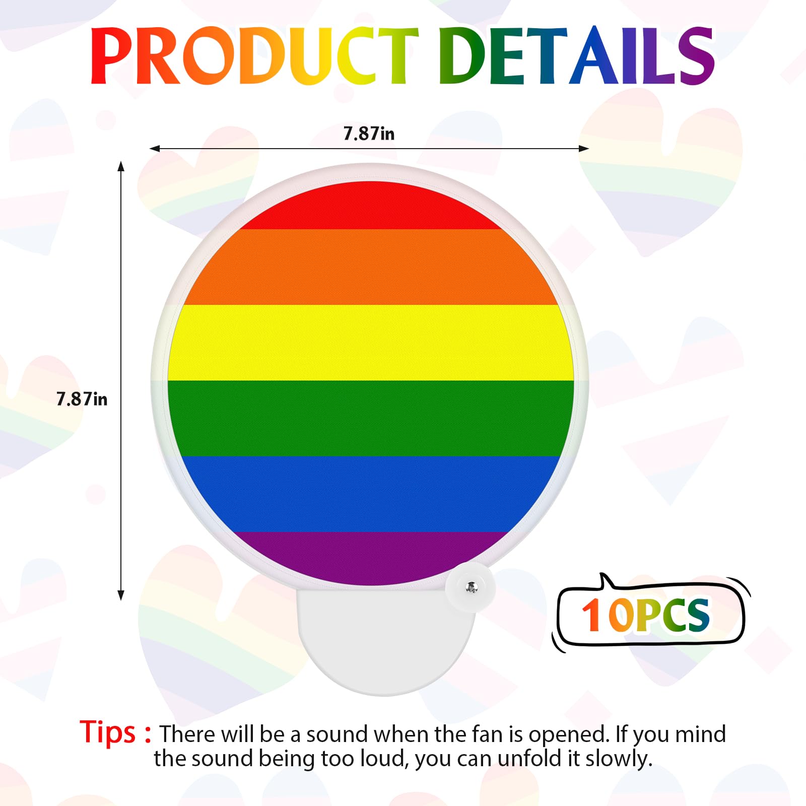 RattanView 10 Pack Rainbow LGBT Foldable Fan Round Folding Gay Pride LGBT Fan for EDM, Music Festival, Club, Event, Party, Dance, Performance, Gift, New Year