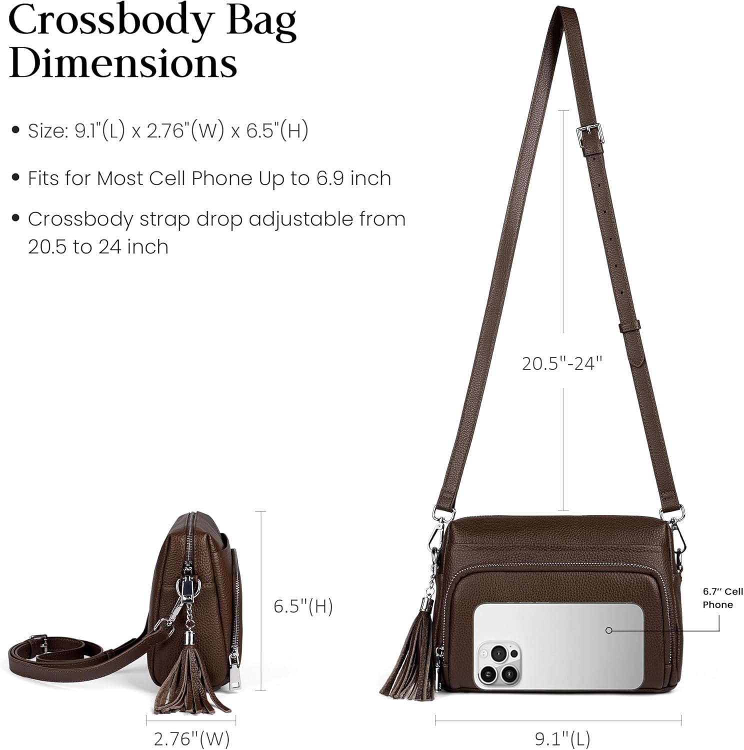 befen Genuine Leather Crossbody Purses for Women Small Crossbody Bags Purse with Built in RFID Blocking Wallet - Image 4