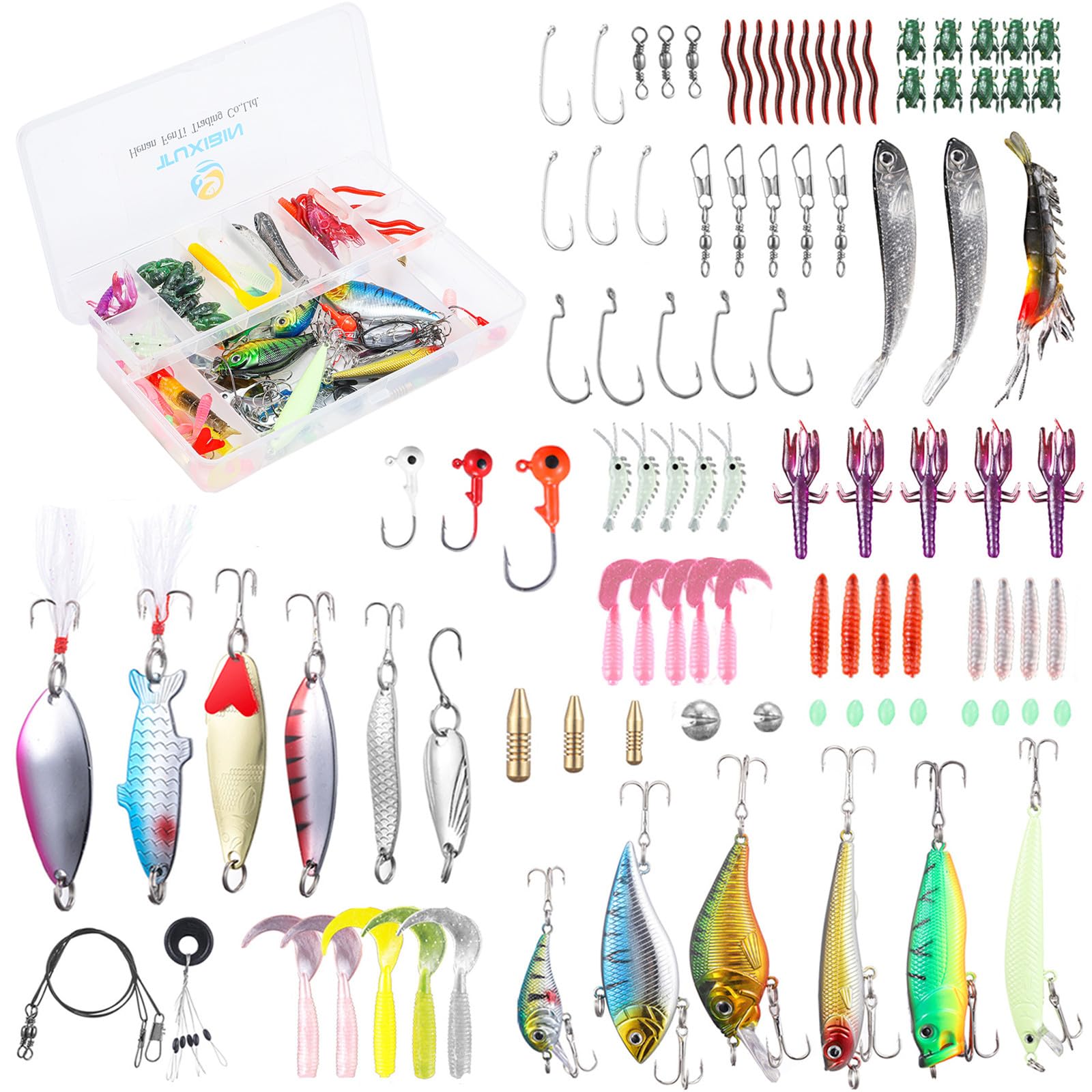 Kit De Pêche 101 Pièces – Leurres Assortis, Pinces Et Boîte De Rangement – Eau Douce Et Mer, Cadeau Idéal