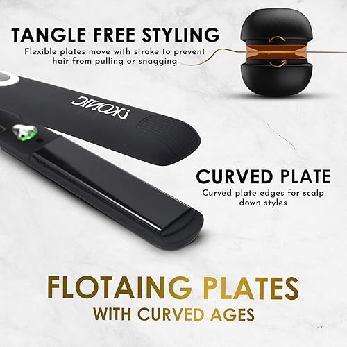 Miniatura 4 de iKonic Supernova - Plancha de cerámica de turmalina para el cabello y bolsa de viaje resistente al calor, plancha plana infrarroja, placas flotantes