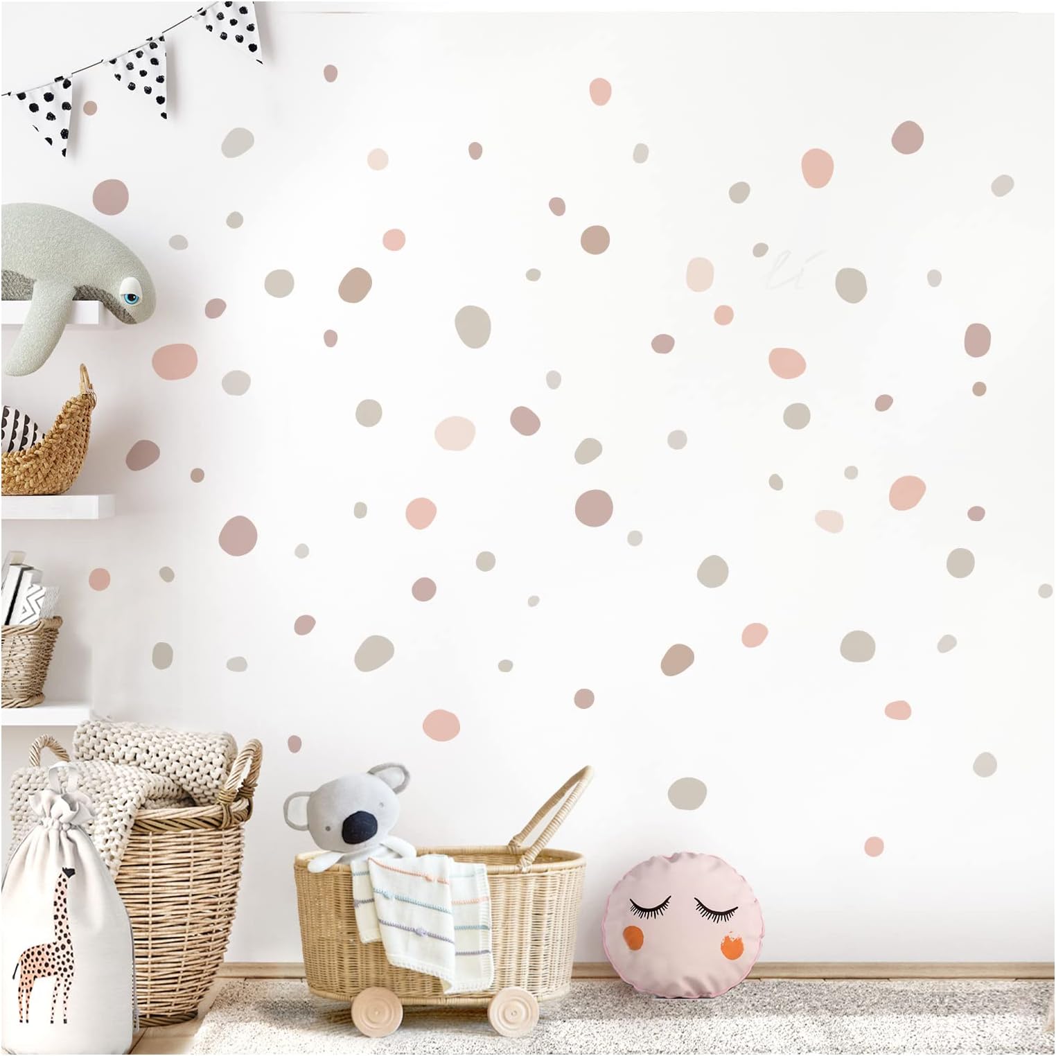 Little Deco Sterne Wandtattoo Set - 60 Bunte Sterne Für Kinderzimmer In Rosa Grau