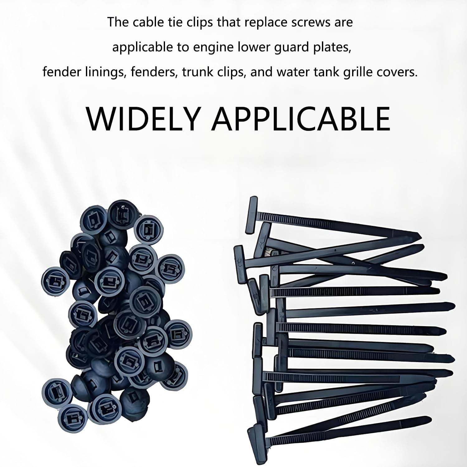 Nylon Universal Cable Tie Buckle, 100PCS Heavy Duty Self-Locking Zip Ties with Button Lock, UV-Resistant Fasteners for Car Fender Trunk Repair, Wire Bundling, Home & Garage Use