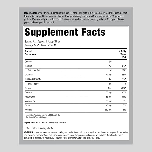 Miniatura 2 de Fitness Labs Proteína de suero en polvo  5 libras  1.23 oz de proteína  Sin sabor  Suplemento fácil de mezclar  Sin OMG, sin gluten