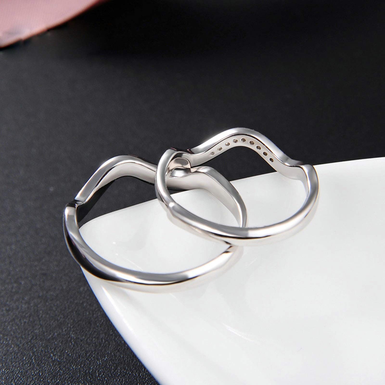 Fidget Ring Set Anelli Argento Disegno Dell'Onda 925 Sterline D'Argento Regalo Anniversario
