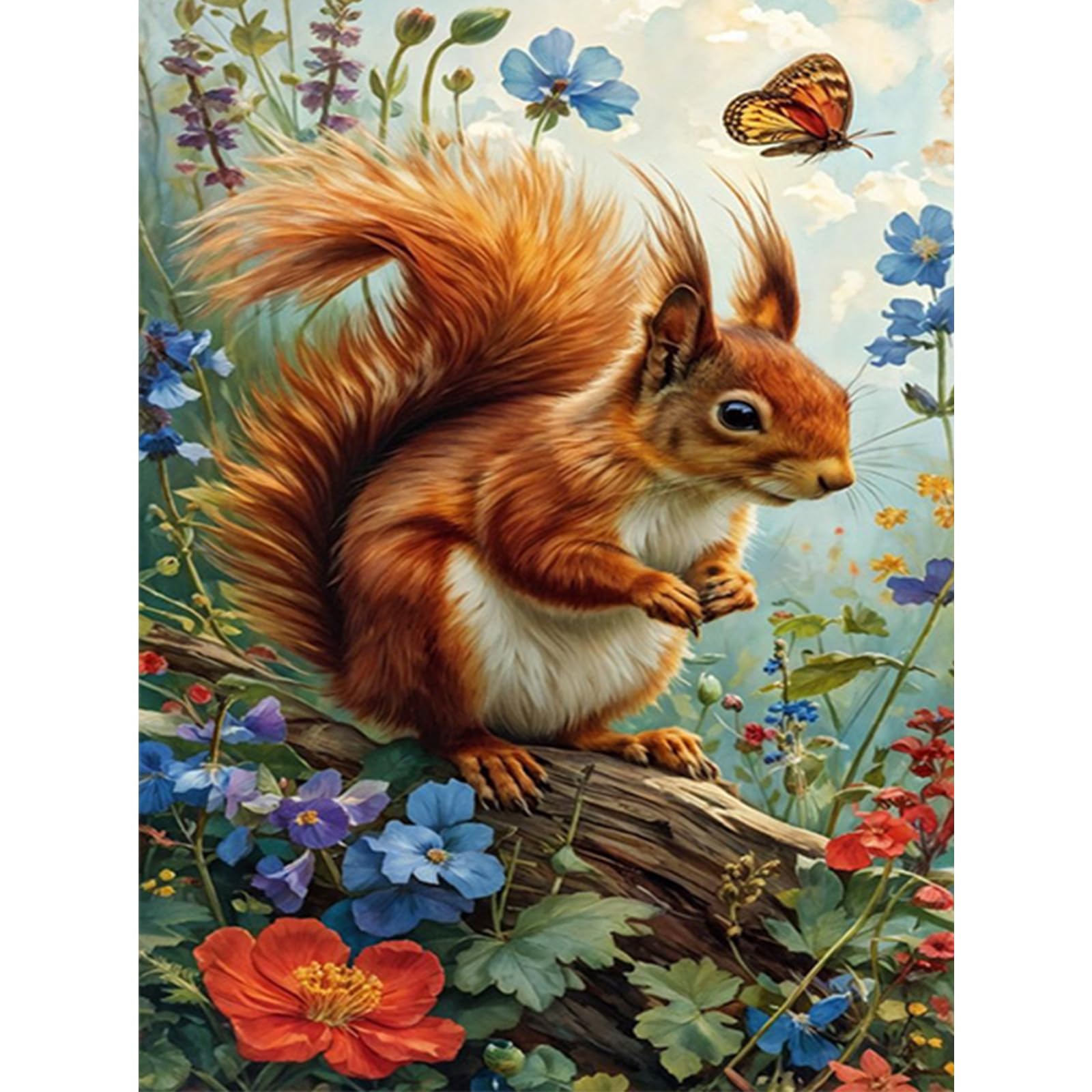 RICUVED Squirrel Diamond Painting, 5D Animal Diamond Art Painting Kits for Adults Round Full Drill Diamond Painting Picture Crystal Art Kits for Home Decor 30x40cm