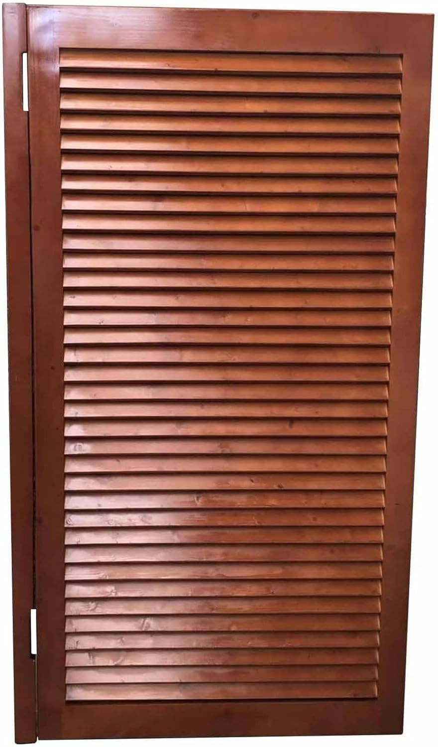 Brown Swinging Doors Louvered Cafe Door, Retro Solid Wood Single Door, Heavy Duty Swing Saloon Door for Laundry Room/Bedroom/Bathroom/Porch